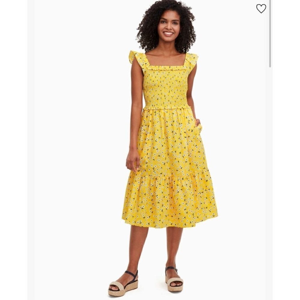 Kate Spade Fleurette Toss Voile Smocked Dress